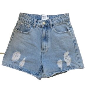 Princess Polly‎ Light Wash Distressed Denim Shorts 2